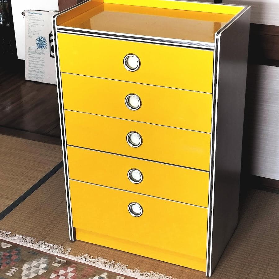 昭和レトロ　ポップ　チェスト　黄色 イエロー　5段