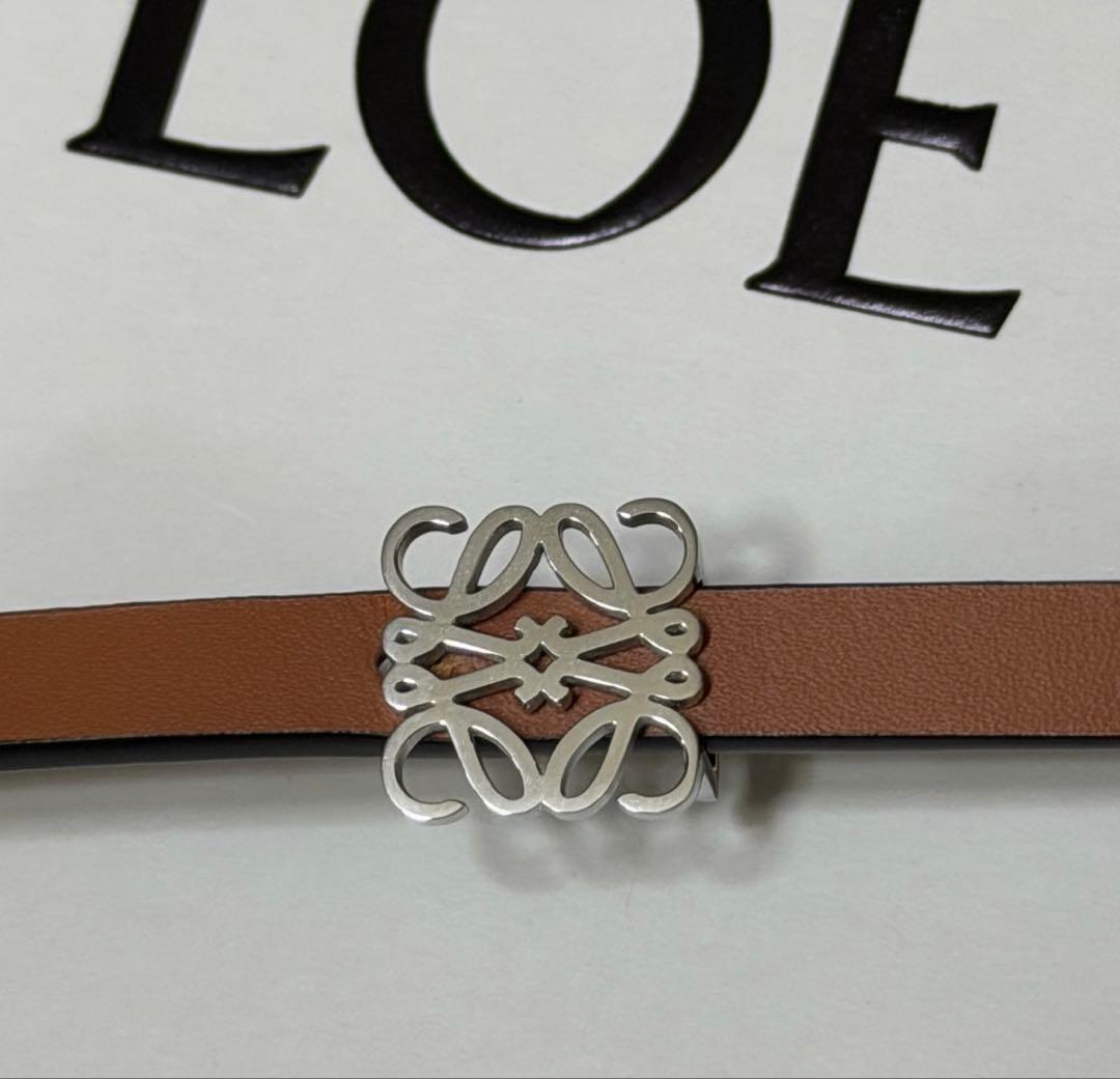 LOEWE ベルト ナロー アナグラム シルバー リバーシブル 茶色 黒