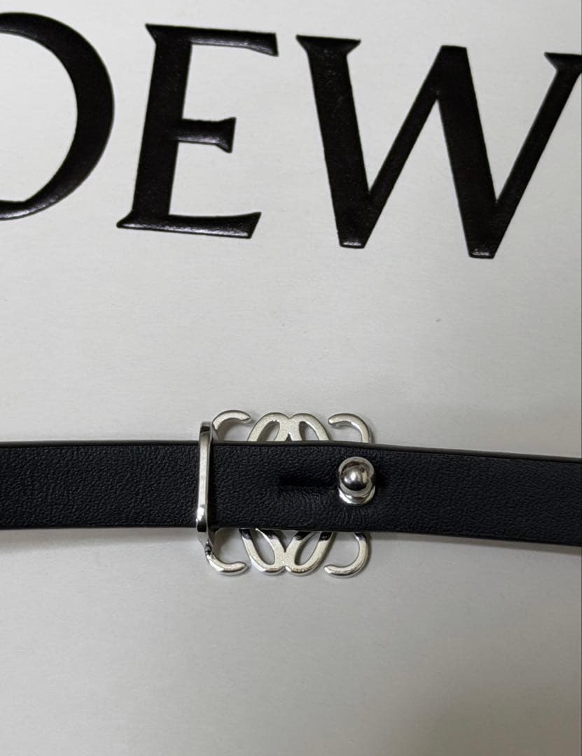 LOEWE ベルト ナロー アナグラム シルバー リバーシブル 茶色 黒