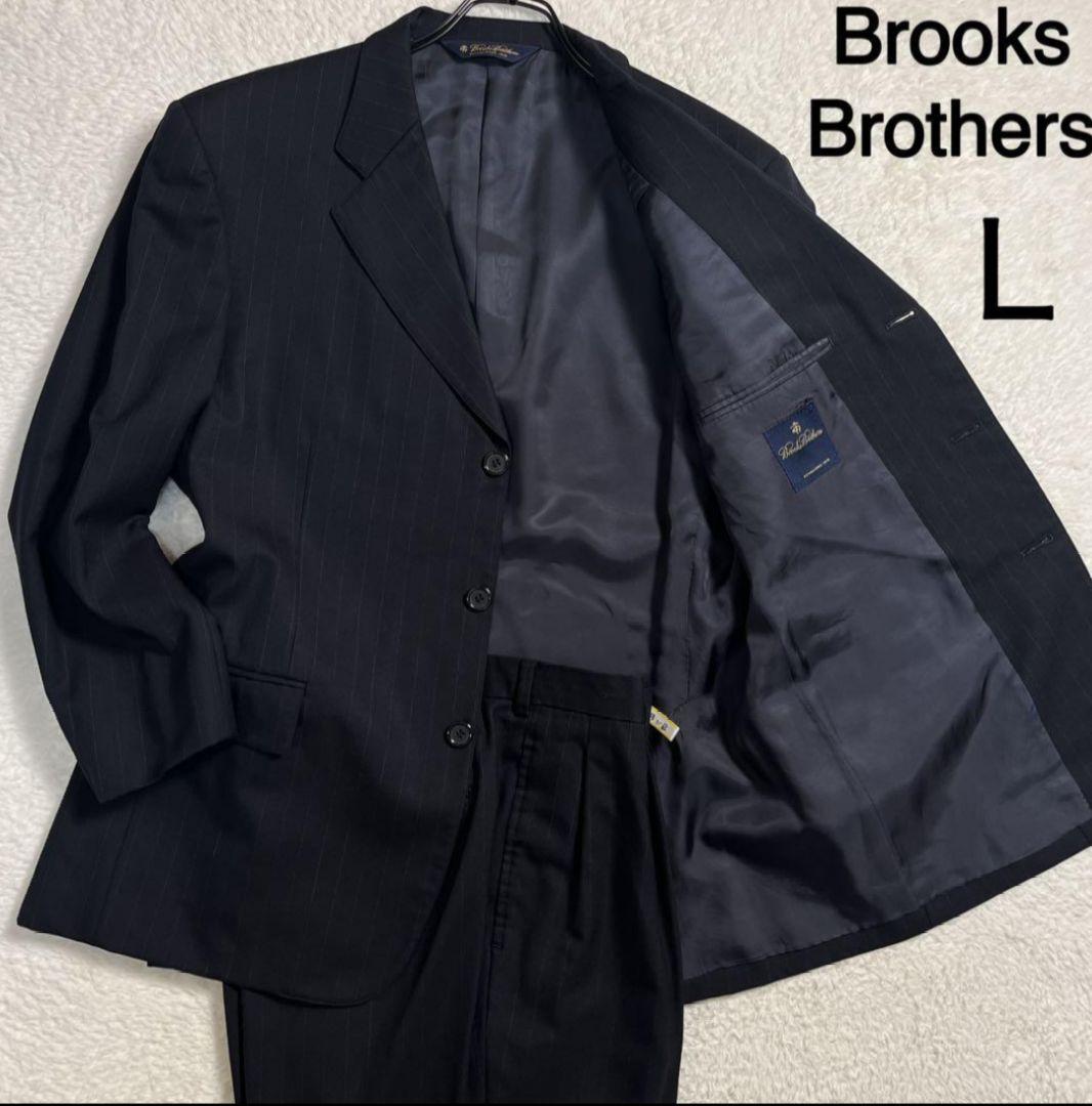 美品 ブルックスブラザーズ セットアップ ブラック ストライプ ウール Ｌ