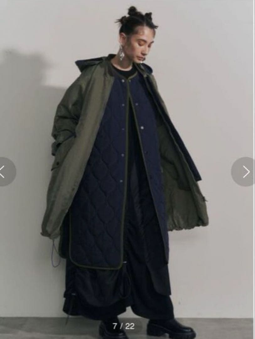 美品★ キルティングベストレイヤードコート