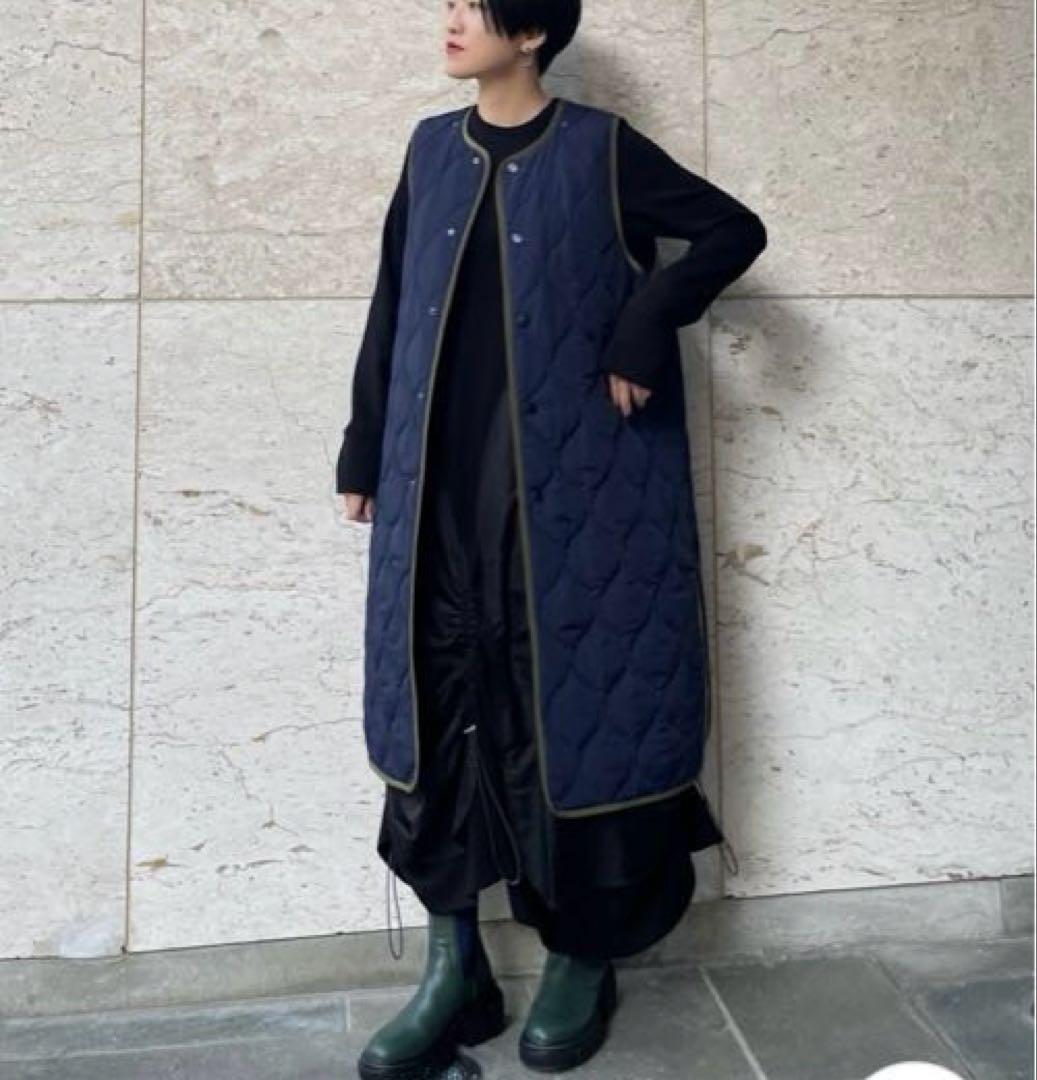 美品★ キルティングベストレイヤードコート
