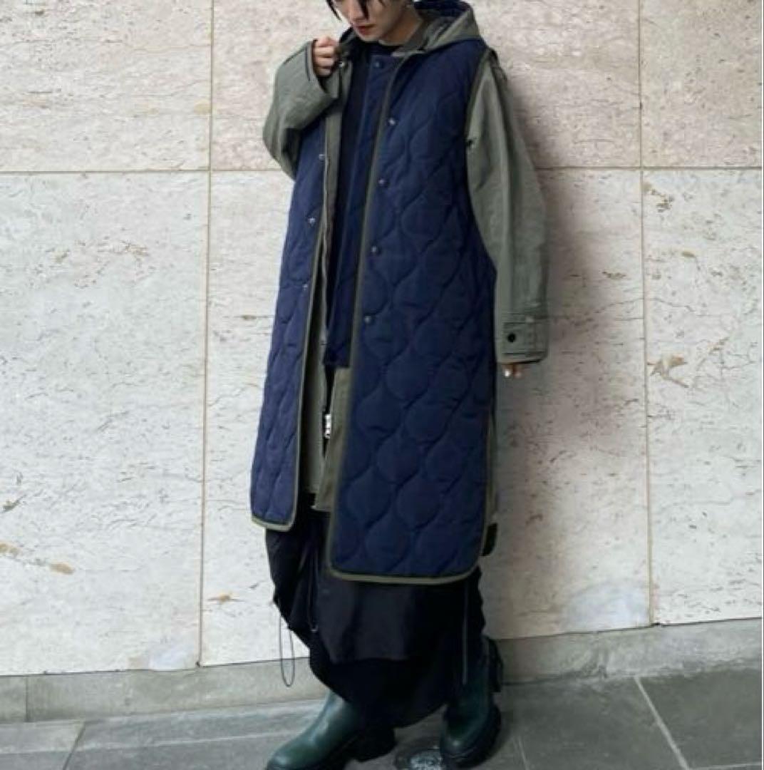 美品★ キルティングベストレイヤードコート