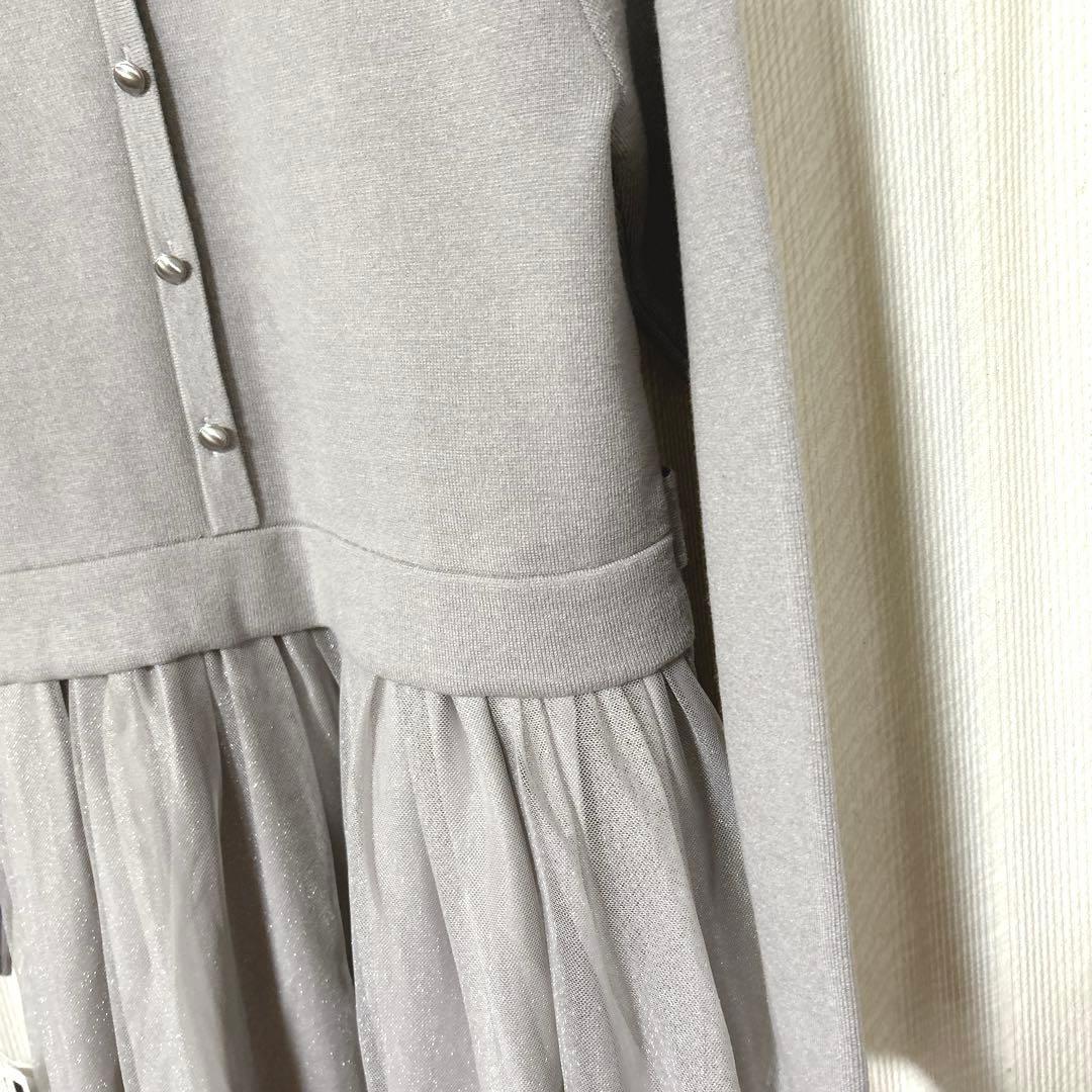 タグ付き未使用★dinos 前後2ウェイ チュールドッキング ニットワンピース