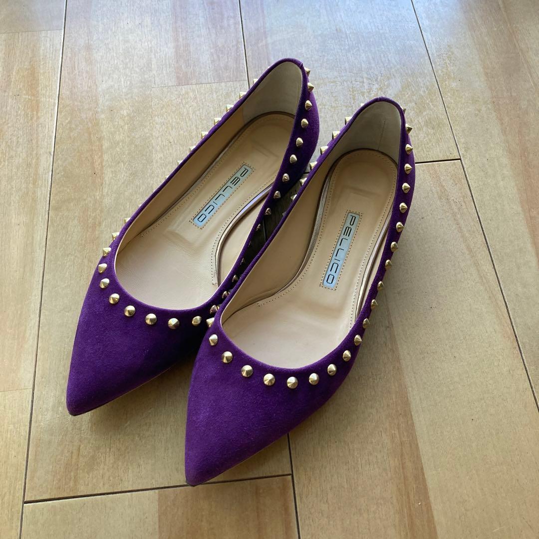 お値下げ美品ペリーコスタッズ フラットシューズ 22.5cm スエード パープル