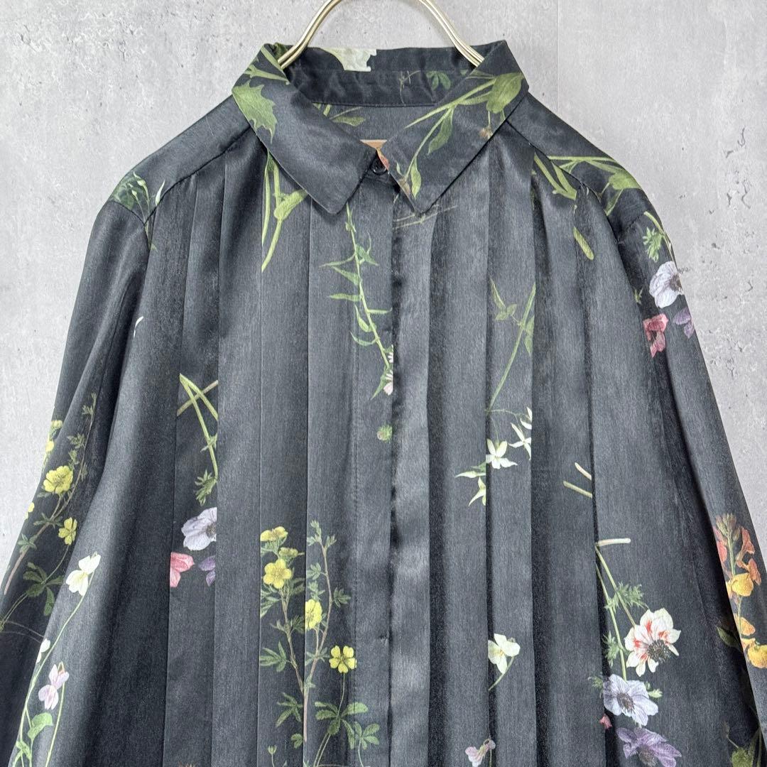 アメリヴィンテージ ボタニカルプリーツドレス ワンピース 黒 M