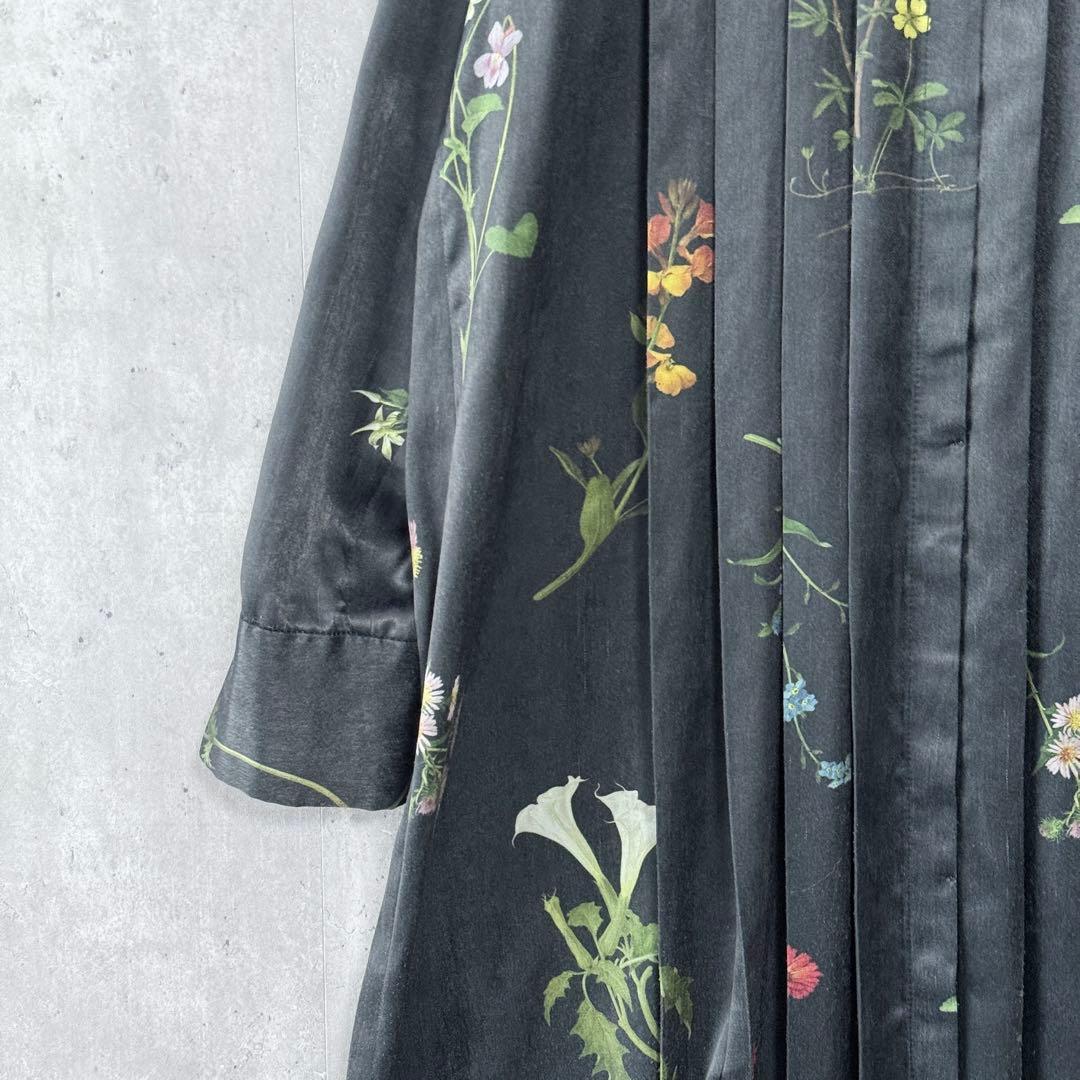 アメリヴィンテージ ボタニカルプリーツドレス ワンピース 黒 M