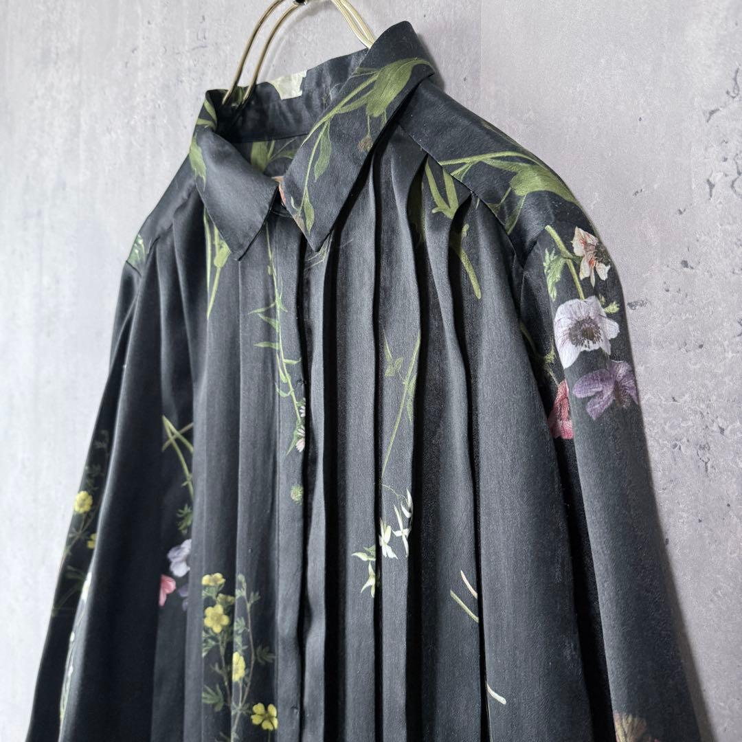 アメリヴィンテージ ボタニカルプリーツドレス ワンピース 黒 M