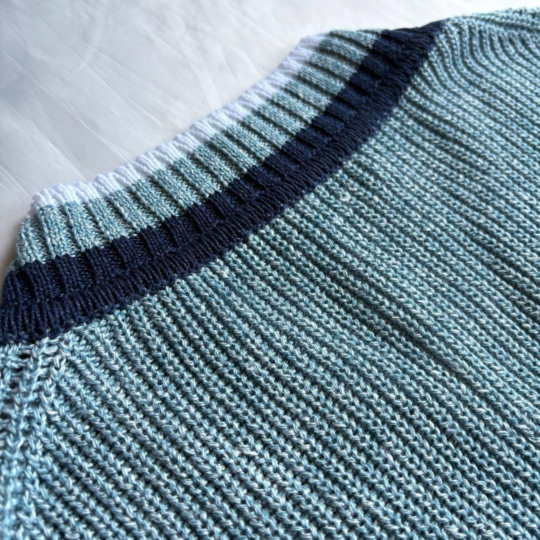 GRAN SASSO イタリア製 ミドルゲージ リネン コットン Vネックニット