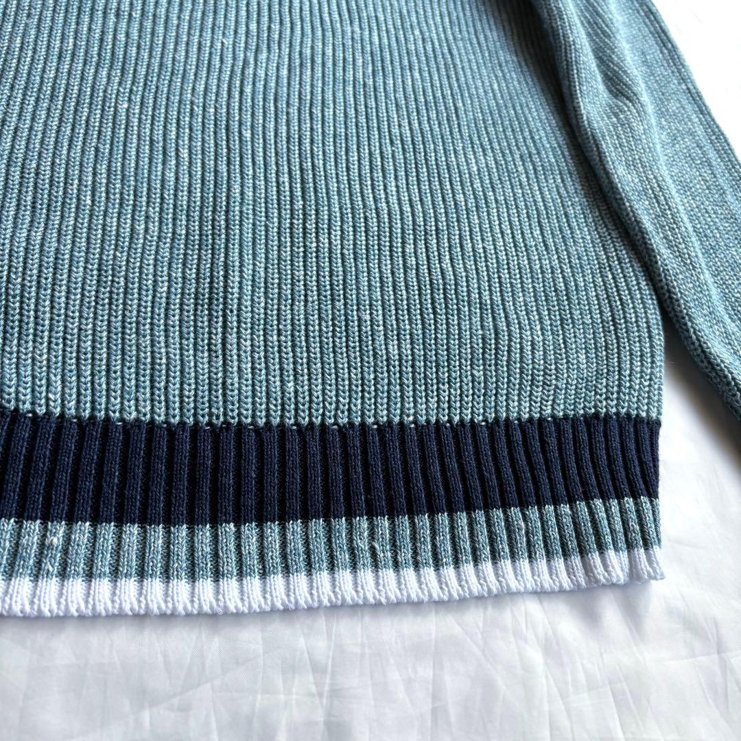 GRAN SASSO イタリア製 ミドルゲージ リネン コットン Vネックニット