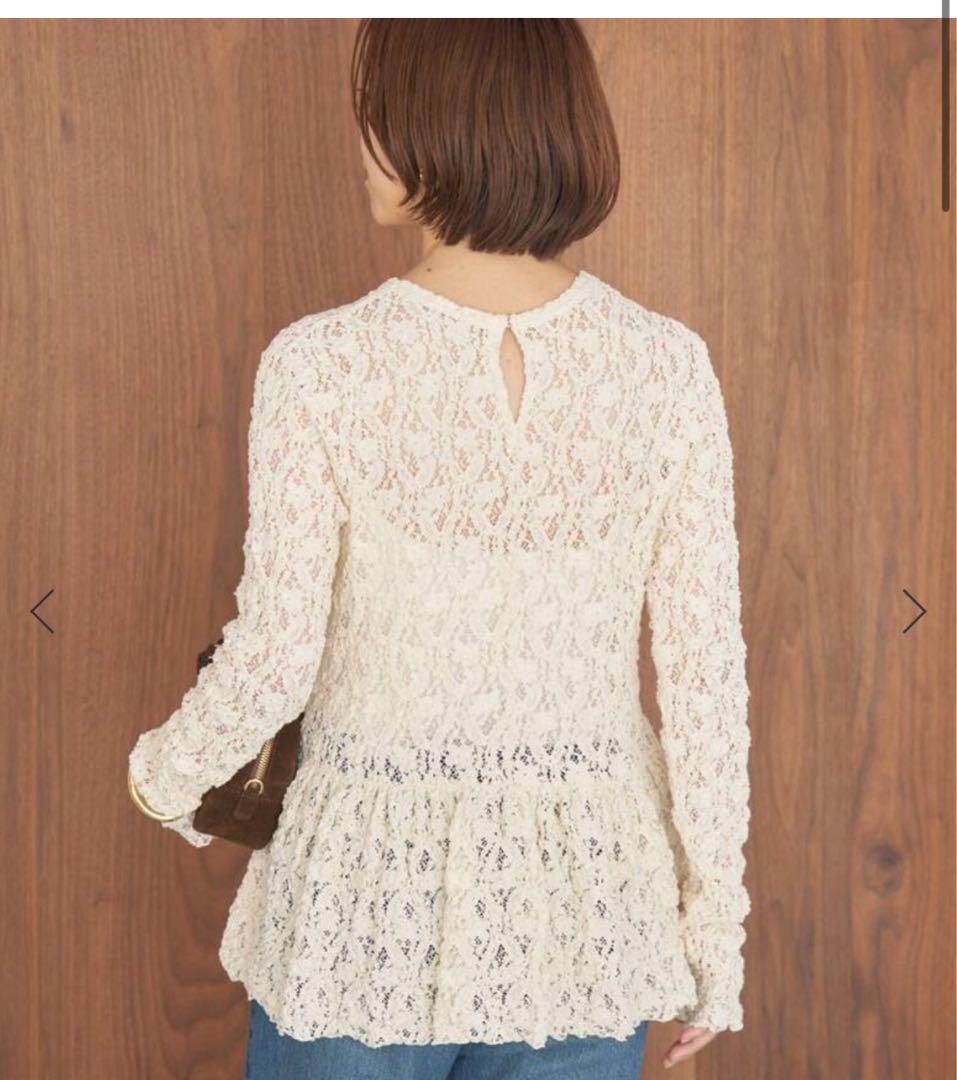 イエナ　flower ストレッチレースペプラムプルオーバー