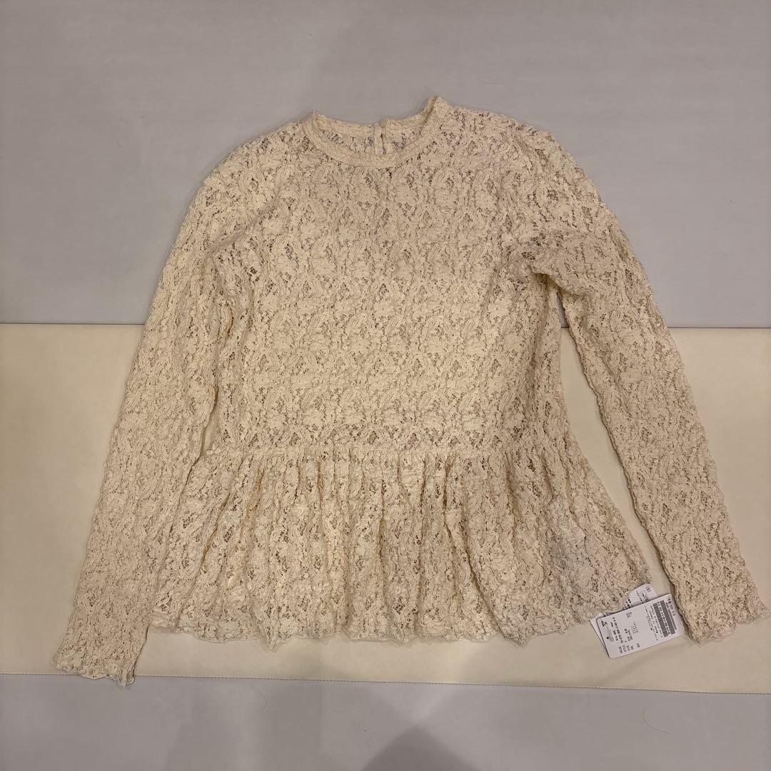 イエナ　flower ストレッチレースペプラムプルオーバー