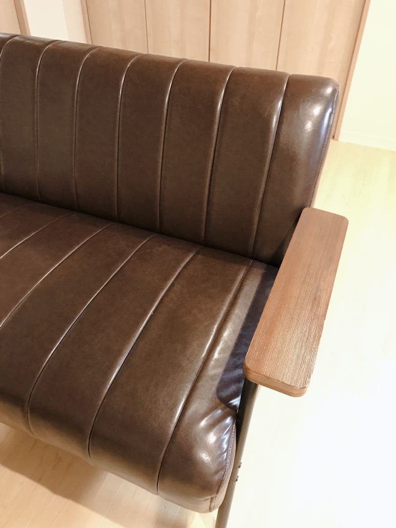 破格！レザー調ソファー♡2・3人掛け、美品、濃いブラウン
