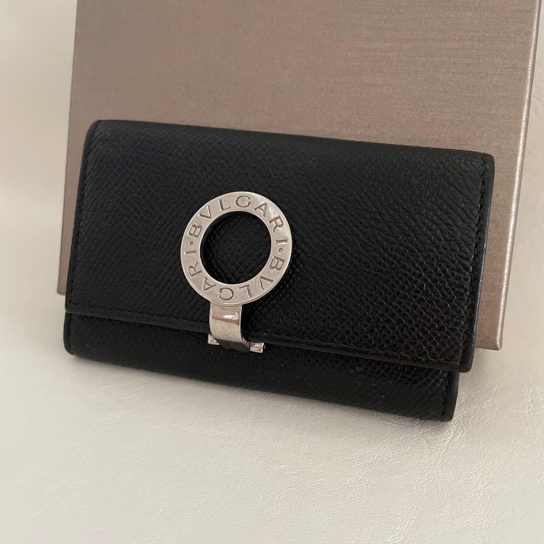 美品　ブルガリ　キーケース　6連　黒　ビーゼロワン　サークル　ロゴ　クリップ