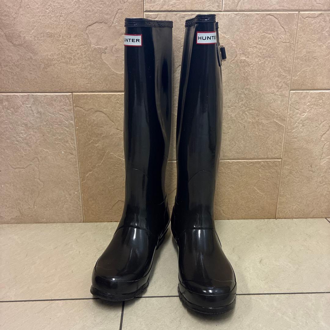 HUNTER チョコレート色 長靴 バックル付き UK6 25センチ 雨の日に♡