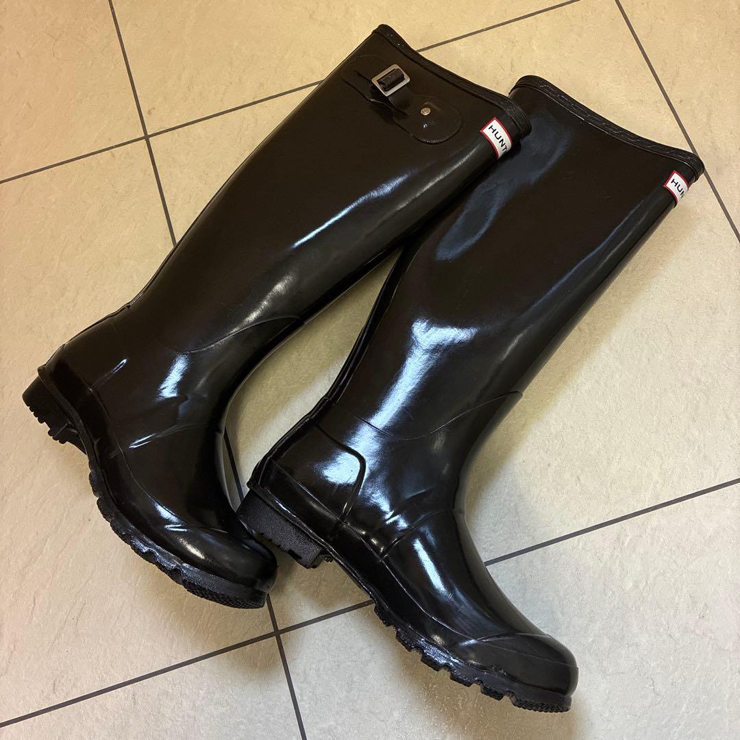 HUNTER チョコレート色 長靴 バックル付き UK6 25センチ 雨の日に♡