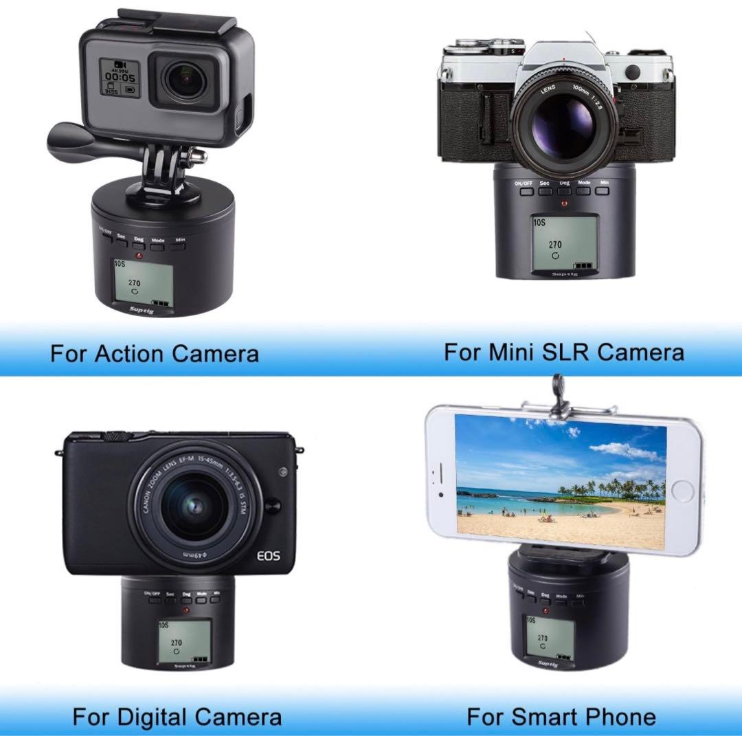カメラ三脚マウント 電動 360度回転するヘッド Gopro