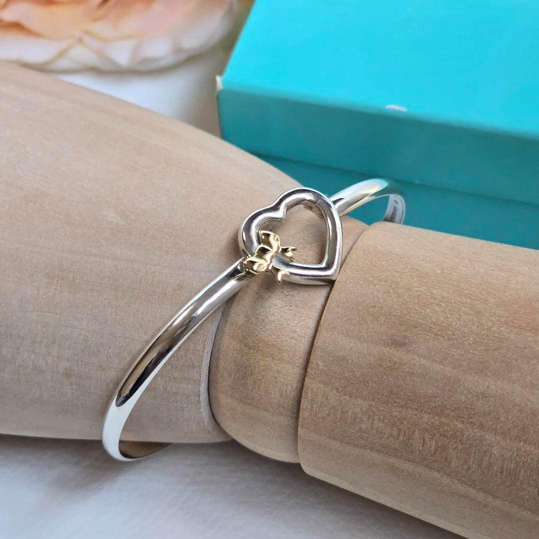 希少✨ティファニー ハート リボン バングル SV925/18Kコンビ