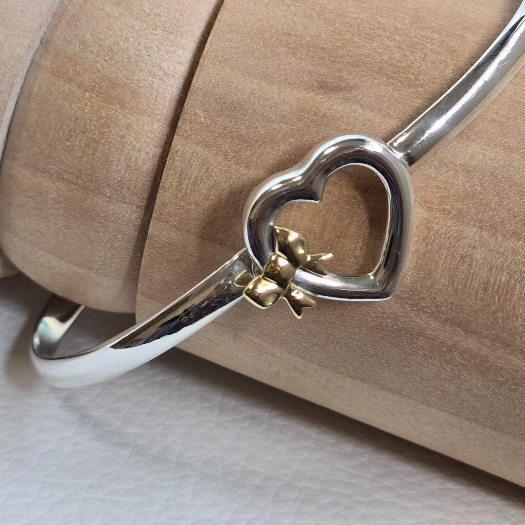 希少✨ティファニー ハート リボン バングル SV925/18Kコンビ