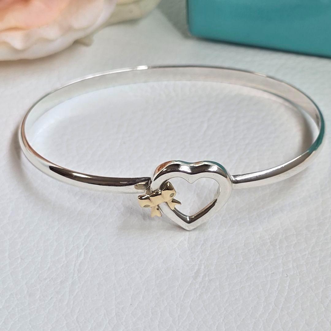 希少✨ティファニー ハート リボン バングル SV925/18Kコンビ