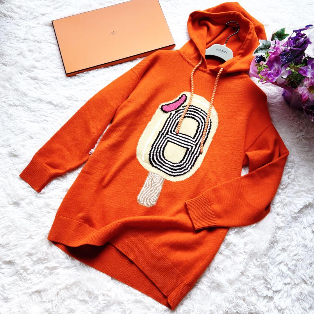 美品HERMESエルメス パーカー シェーヌダンクル　カシミヤニット　ワンピース