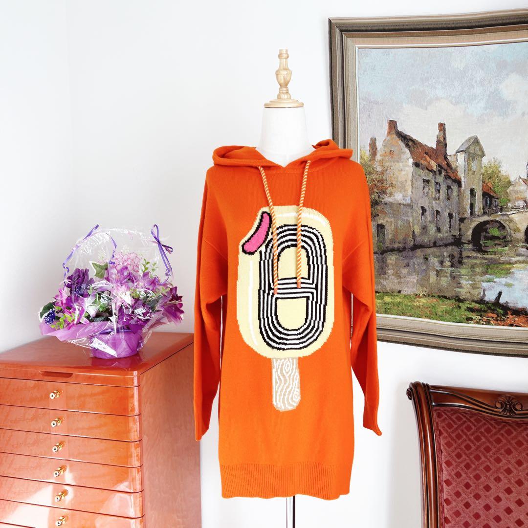 美品HERMESエルメス パーカー シェーヌダンクル　カシミヤニット　ワンピース