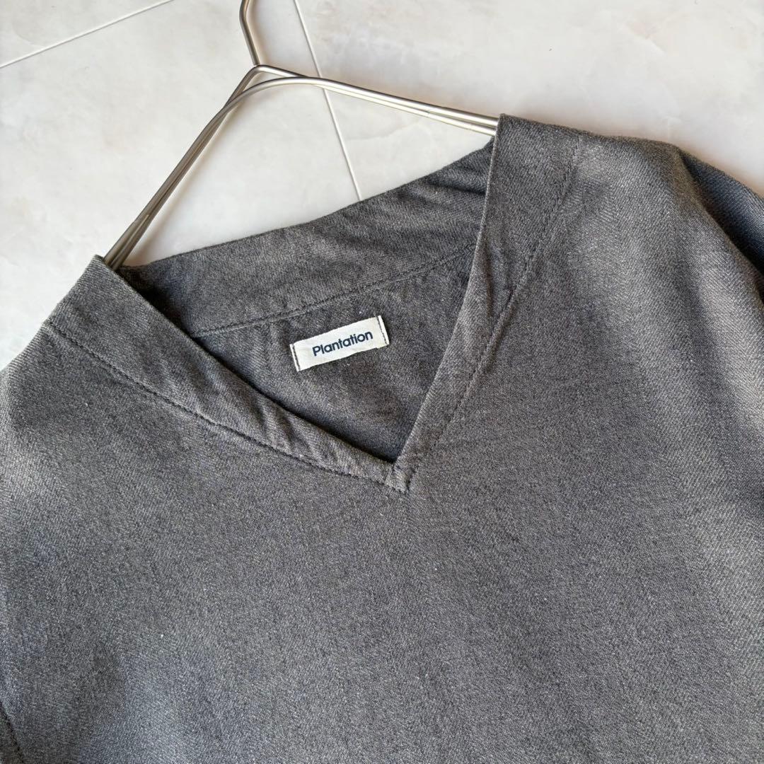 プランテーション Plantation Vネックロングワンピース グレー M