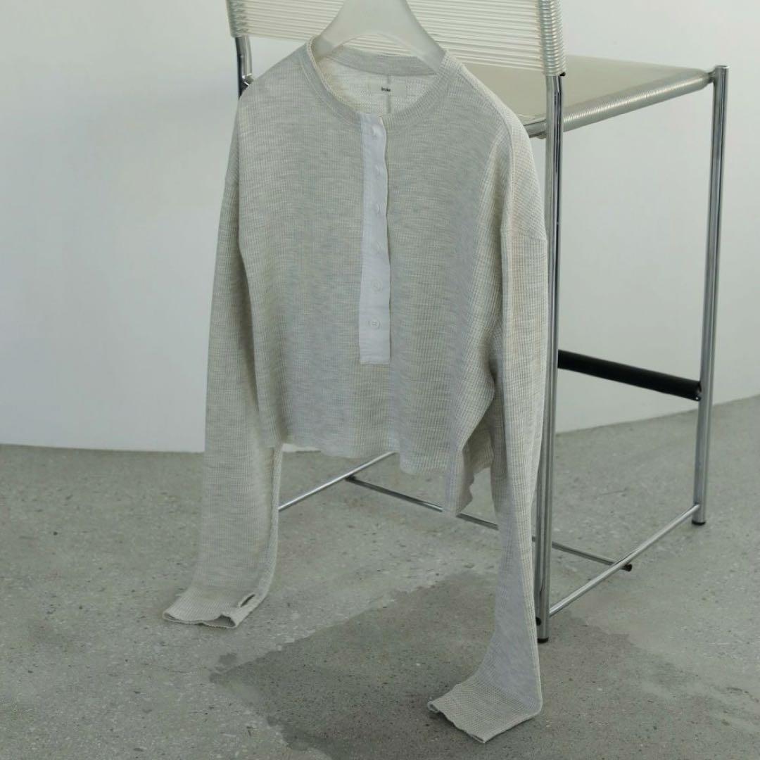 anuke Waffle Henley Tops オートミール