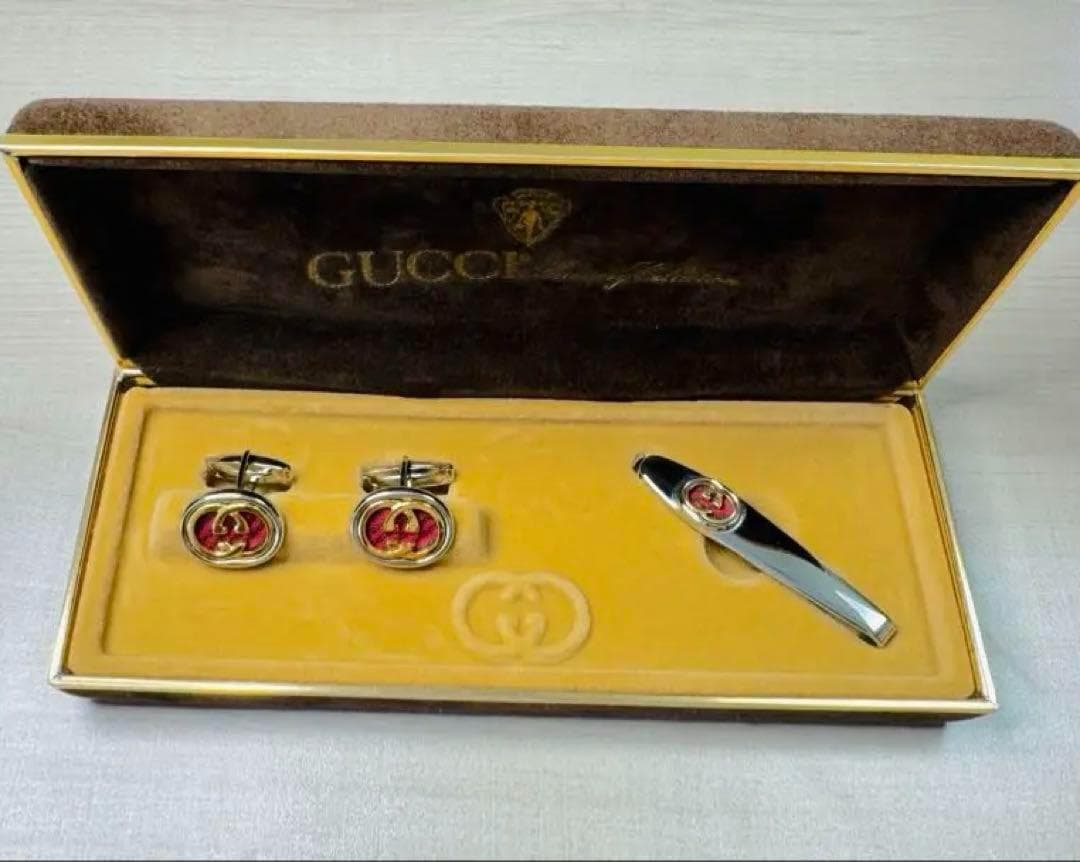 【希少】【超美品】GUCCI カフス&タイピンセット　アンティーク