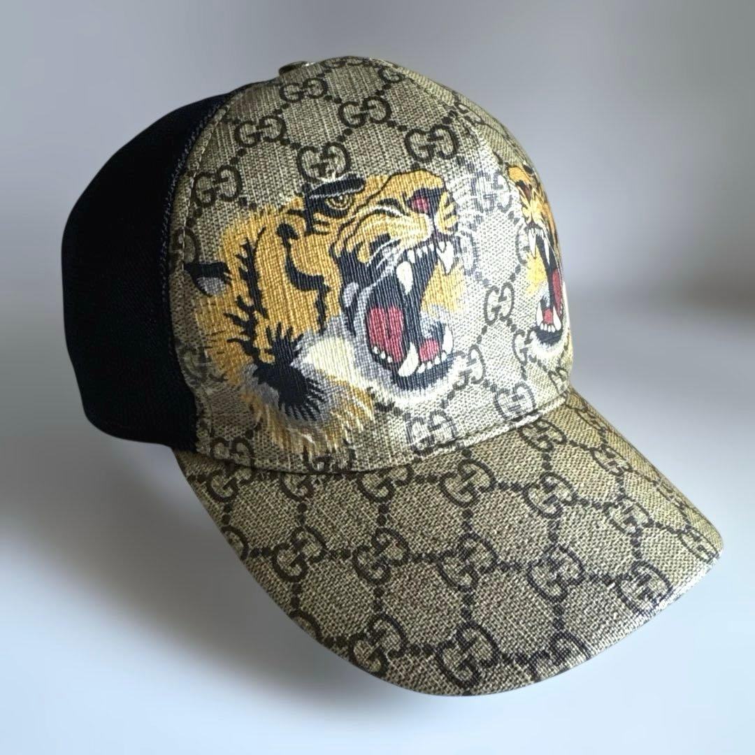 グッチ　アジャスタブルキャップ　タイガー　GGスプリーム　XLサイズ