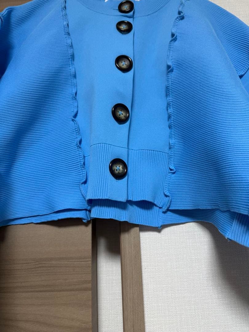 【美品】エンフォルド　ENFOLD WAVE CARDIGAN ブルー