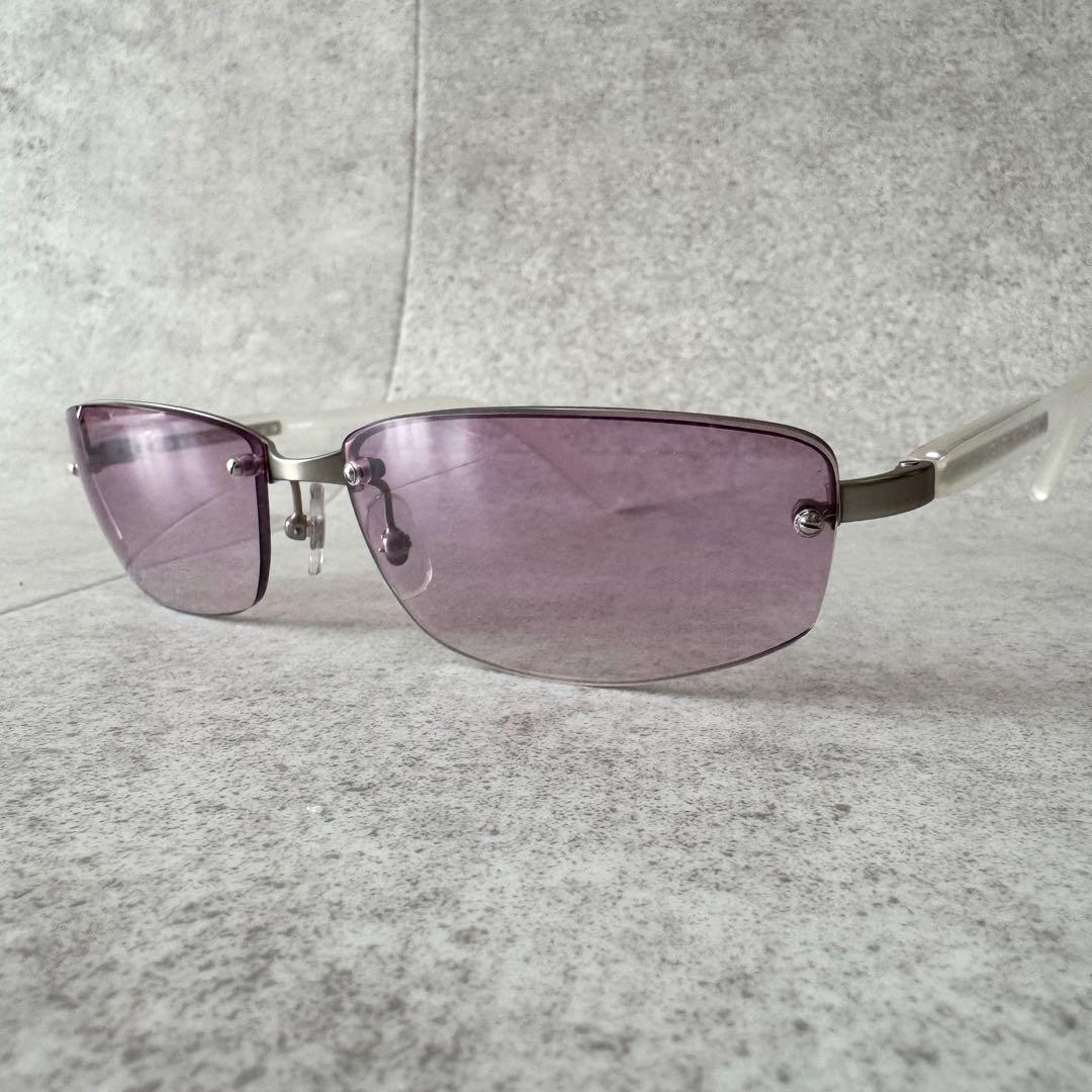 プラダスポーツ サングラス　ハーフリム パープル　シルバー vintage