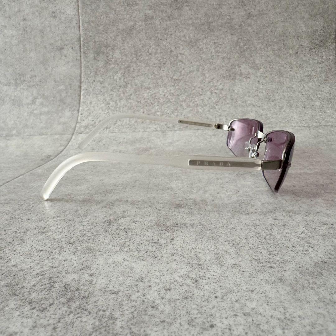 プラダスポーツ サングラス　ハーフリム パープル　シルバー vintage