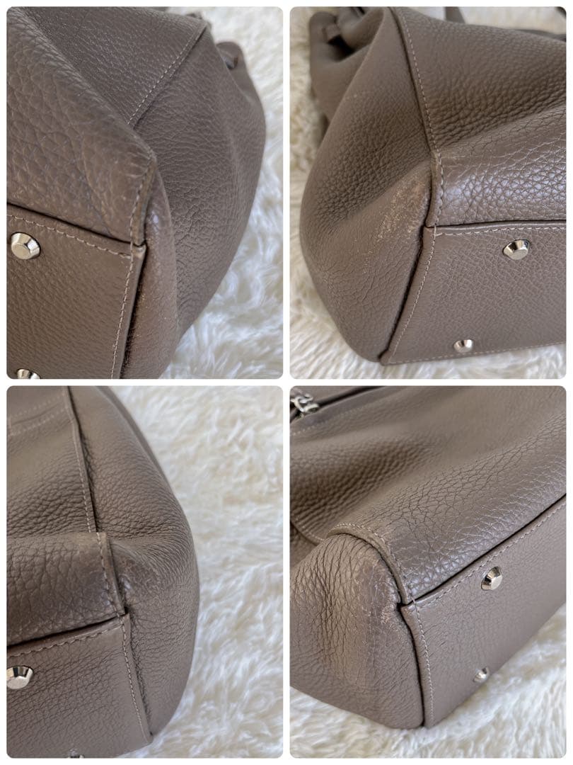 NAGATANI ハンドバッグ　シボレザー　グレージュ　フラップ