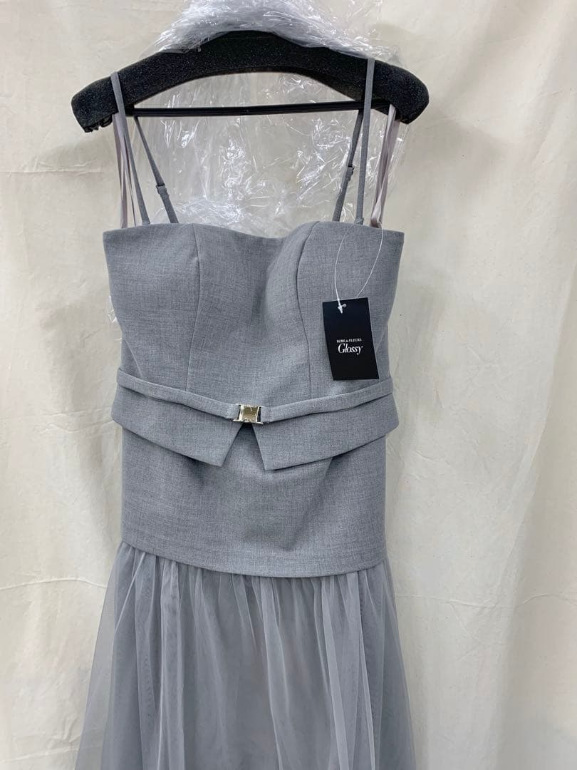 Mグレー GL3489ローブドフルールグロッシーブリエ　ロング　キャバドレス