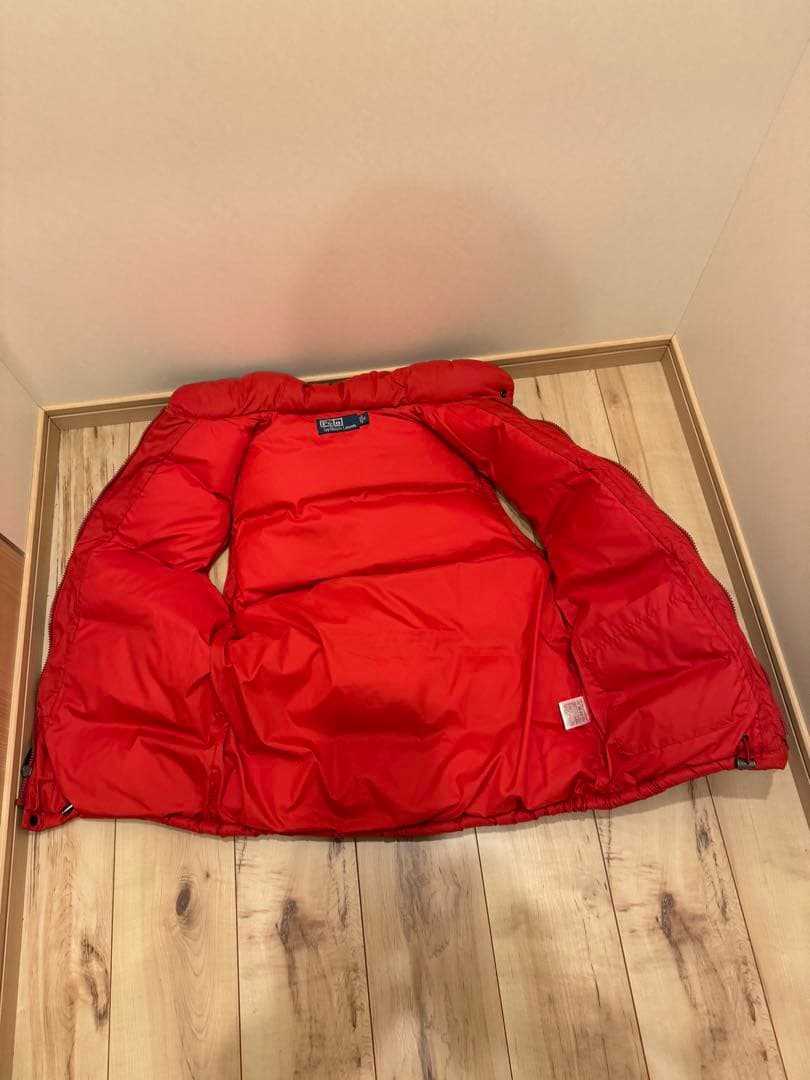 美品春向ダウンパンパンポロラルフローレンフードジッパー付きダウンベスト Sサイズ