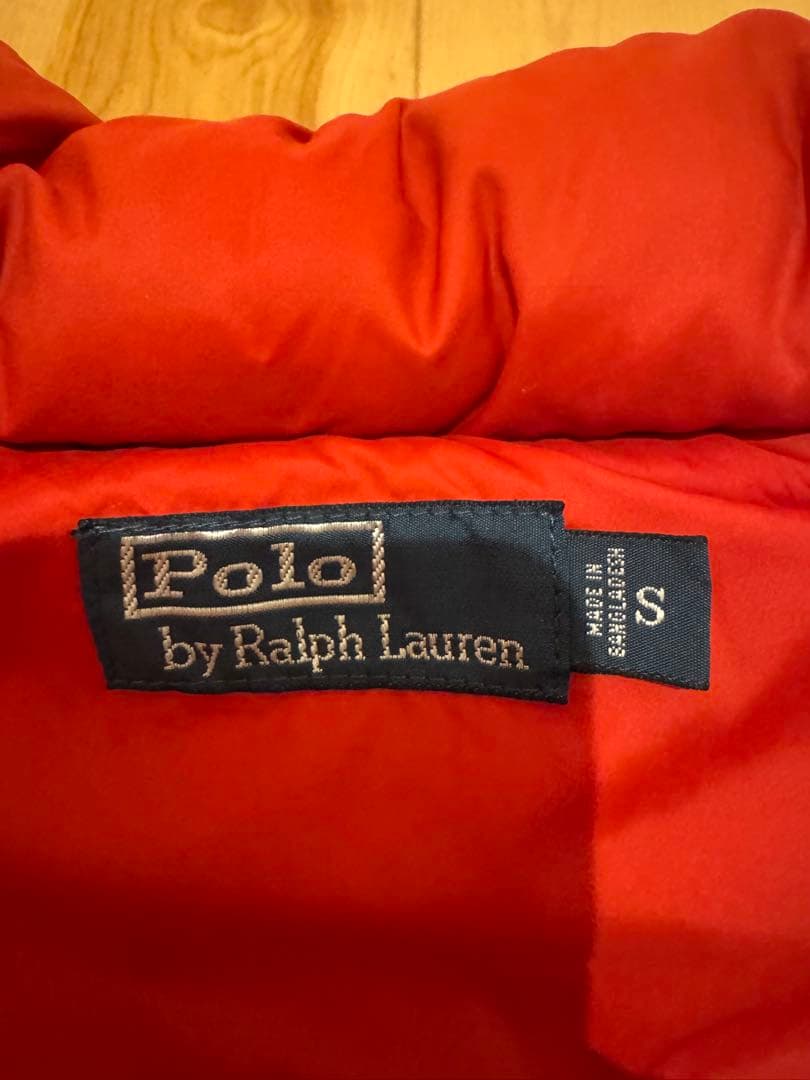 美品春向ダウンパンパンポロラルフローレンフードジッパー付きダウンベスト Sサイズ
