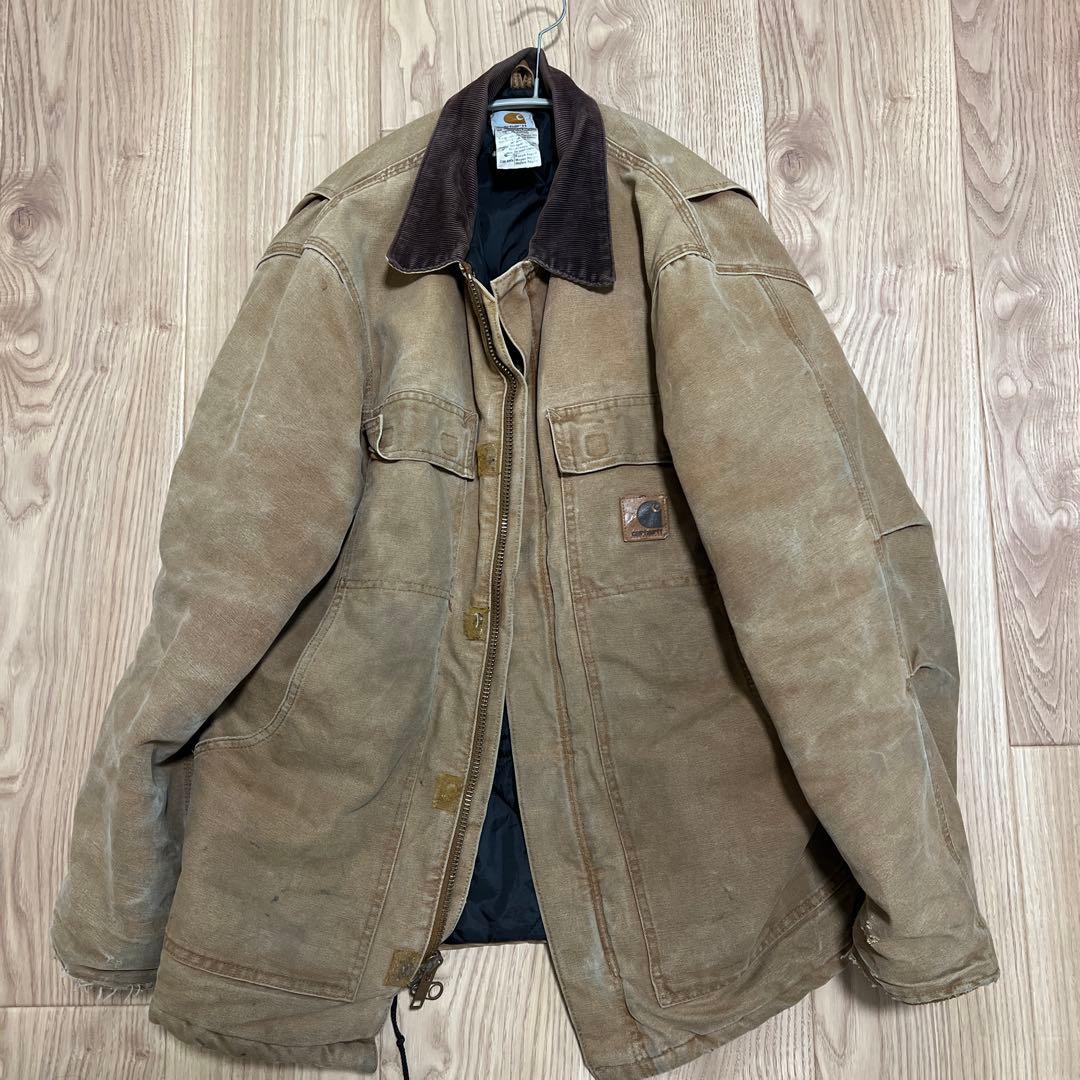【Carhartt】カーハート古着 ベージュ　トラディショナルコート　ボロ