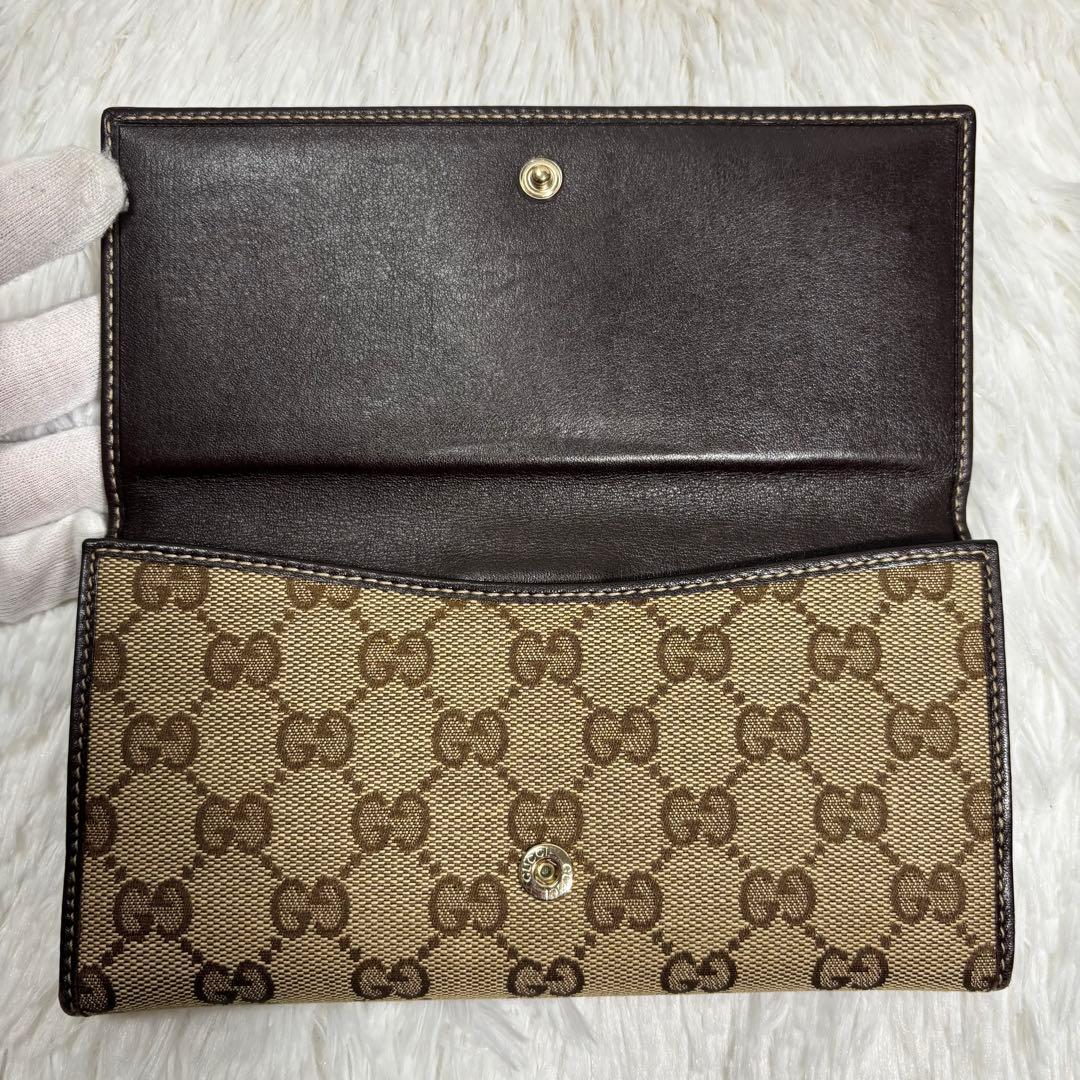✨美品✨ グッチ 長財布 GGキャンバス インターロッキング 二つ折り ブラウン