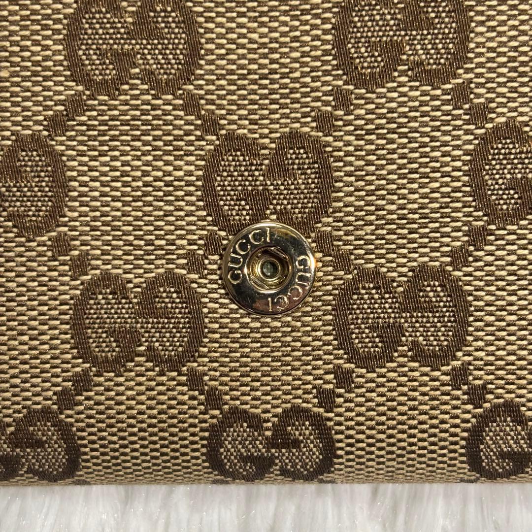 ✨美品✨ グッチ 長財布 GGキャンバス インターロッキング 二つ折り ブラウン