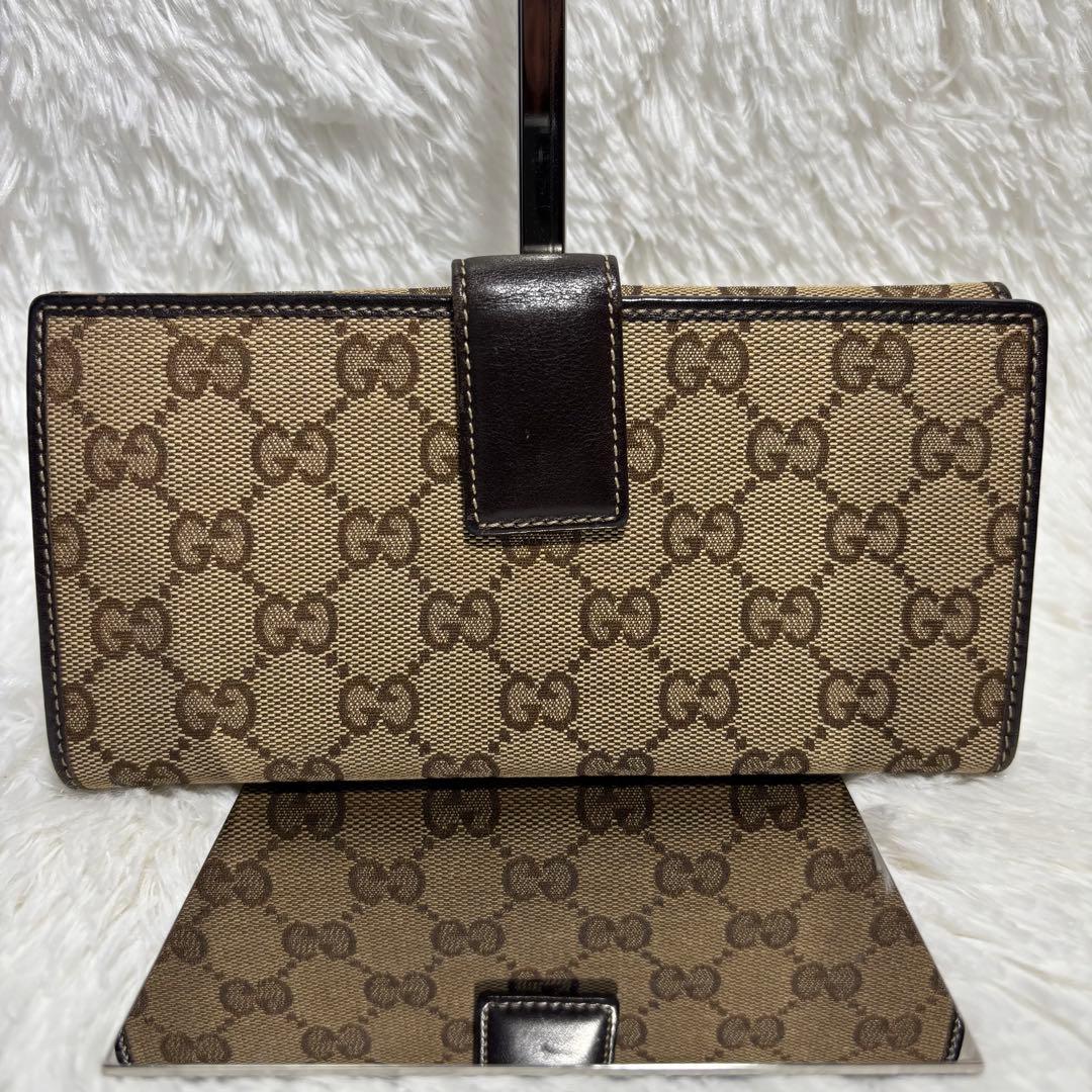 ✨美品✨ グッチ 長財布 GGキャンバス インターロッキング 二つ折り ブラウン