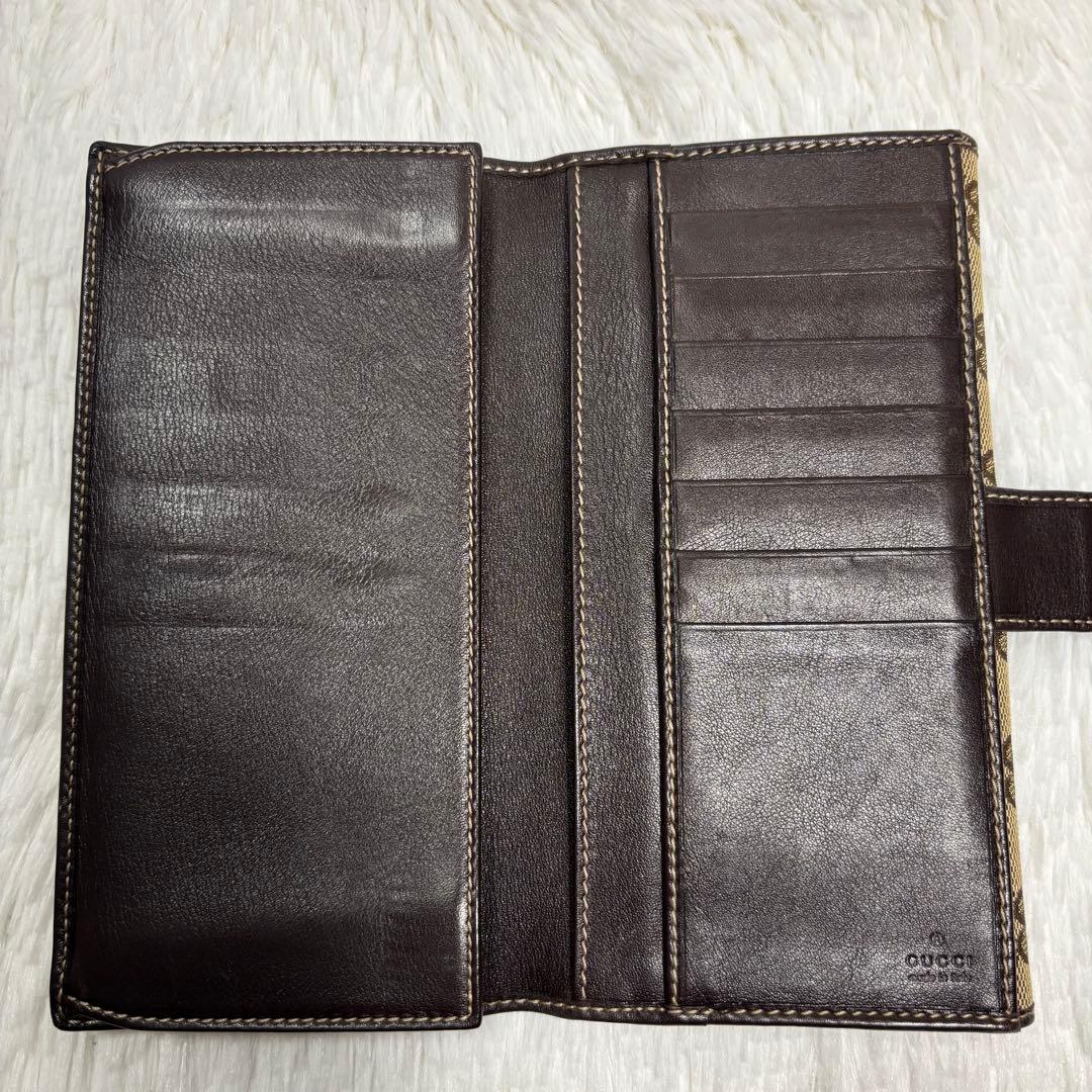 ✨美品✨ グッチ 長財布 GGキャンバス インターロッキング 二つ折り ブラウン