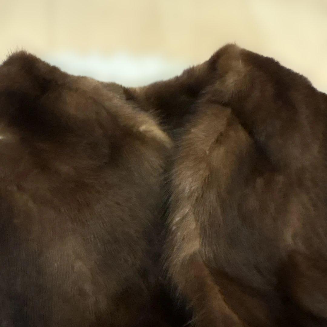 濃いめブラウン　柔らかい上質ミンクハーフコート　サイズ11号