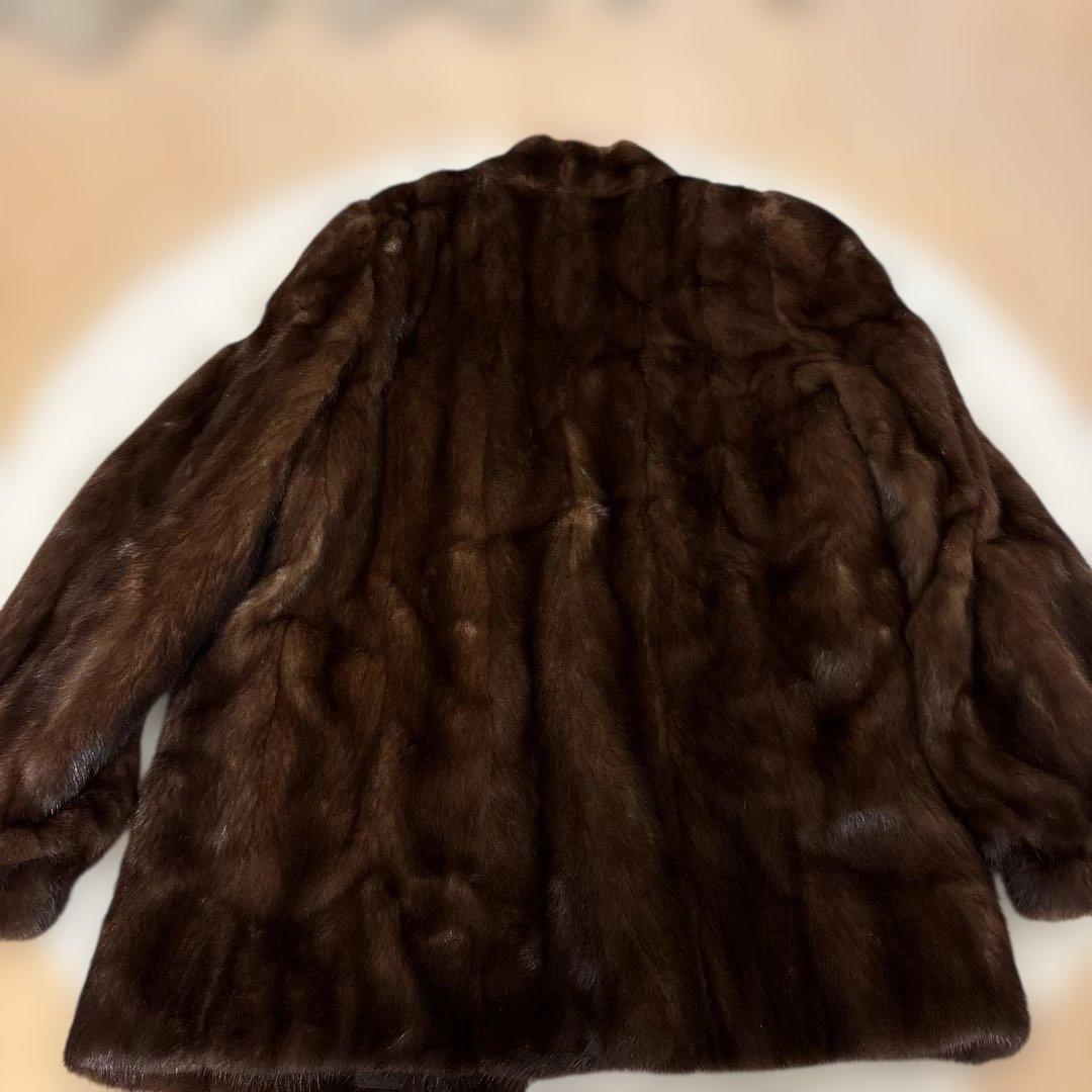 濃いめブラウン　柔らかい上質ミンクハーフコート　サイズ11号