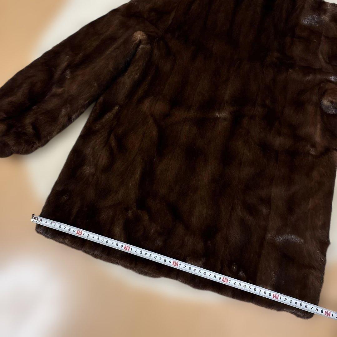 濃いめブラウン　柔らかい上質ミンクハーフコート　サイズ11号