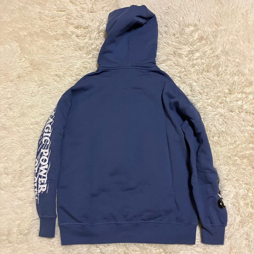 ガニー　花柄　ロゴ　ひまわり　プリント　ブルー　パーカー