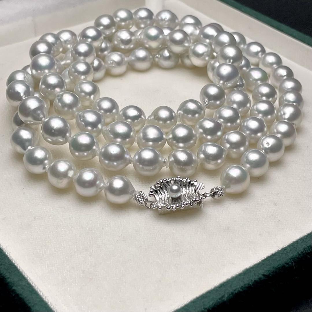 【オーロラ/テリ最強◎】タサキ アコヤ ブルーパール ネックレス 9mm 鑑別書