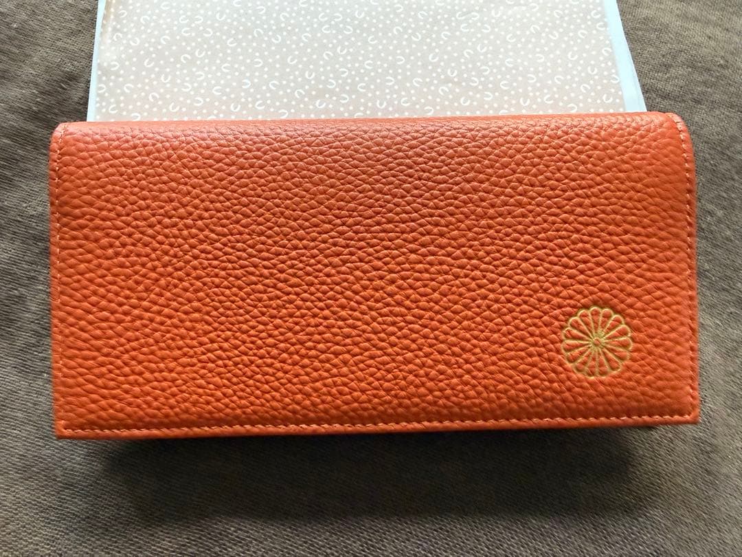 皇居 長財布 オレンジレザー 箱付き 未使用