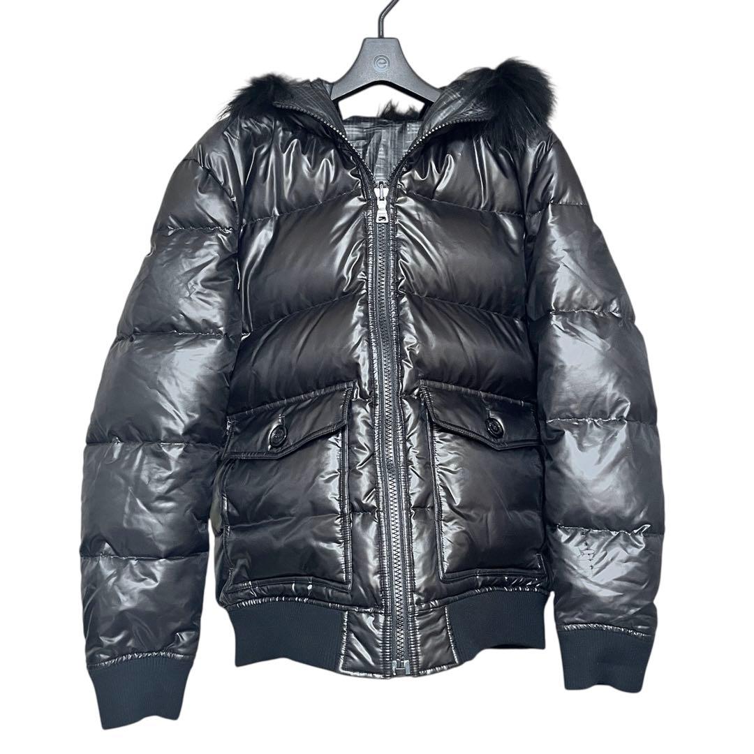 バーバリーブラックレーベル ファーダウン　ファー取り外し可　M 光沢　短丈