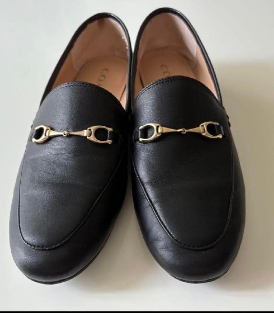 美品　COACH ブラックレザー ローファー（箱付）